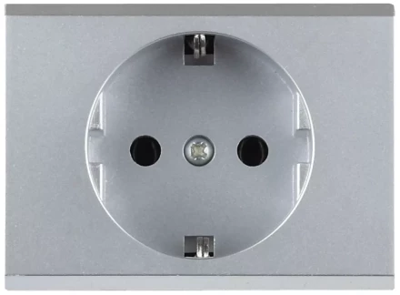 Розетка СВЕТОЗАР &quot;ЭФФЕКТ&quot; с заземлением, одинарная, без вставки и рамки, светло-серый металлик, 16А/~250В SV-54400-SM купить в Урае