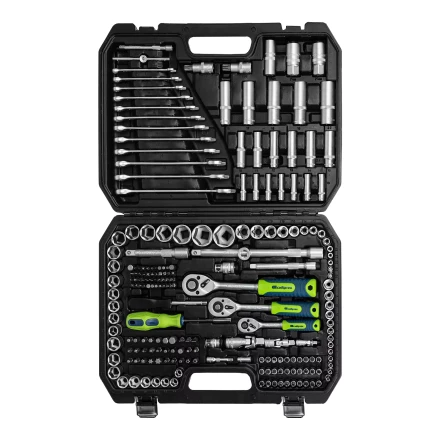 Набор инструментов Сибртех 14170, 1/2&quot;, 3/8&quot;, 1/4&quot;, пластиковый кейс 215 предм. купить в Урае