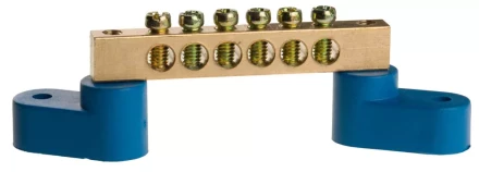 Шина СВЕТОЗАР нулевая на 2-х угловых изоляторах, поворотная,макс. ток 100А, 5,2мм, 6 полюсов 49809-06 купить в Урае