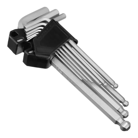 Набор ключей имбусовых, HEX, 1,5-10 мм, CrV, 9 шт., удлиненные, с шаром Сибртех 123647 купить в Урае