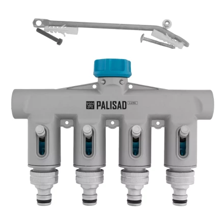 Разветвитель четырёхканальный Palisad 65833, с внутренней резьбой 3/4&quot;, алюминий, LUXE купить в Урае