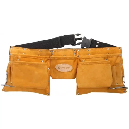 Пояс STAYER PROFESSIONAL для инструментов, кожаный, 11 карманов, 2 скобы 38520 купить в Урае