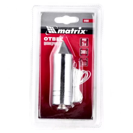 Отвес цилиндрический 300 г шнур 5 м Matrix 84888 купить в Урае