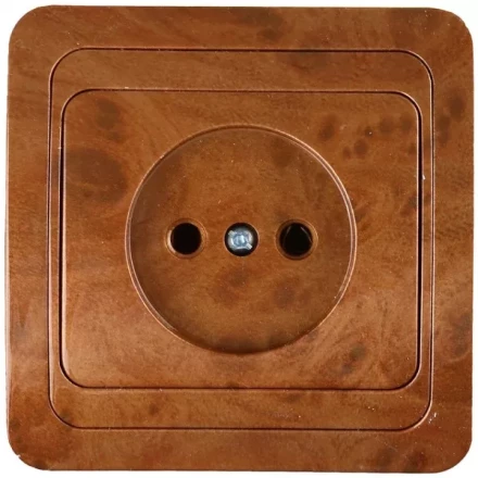 Розетка СВЕТОЗАР &quot;ГАММА&quot; без заземления, одинарная, цвет орех, 16А/~250В SV-54100-N купить в Урае