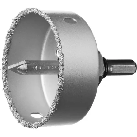 Коронка-чашка ЗУБР &quot;ПРОФЕССИОНАЛ&quot; c карбид-вольфрамовым нанесением, 76 мм, высота 25 мм, в сборе с державкой и сверлом 33360-076_z01 купить в Урае