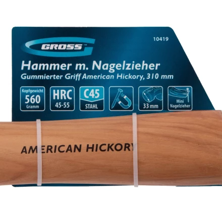Молоток-гвоздодер,560 г Gross 10419, угол 75, магнит, обрезиненная рукоятка AMERICAN HICKORY купить в Урае