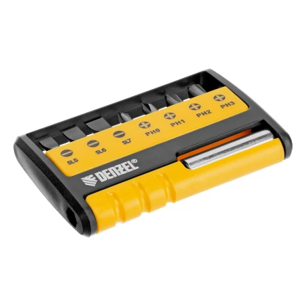 Набор бит с магнитным держателем, S2, 8 шт.// Denzel 133577 купить в Урае