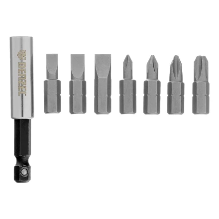 Набор бит с магнитным держателем, S2, 8 шт.// Denzel 133577 купить в Урае