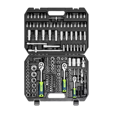 Набор инструментов Сибртех 14171, 1/2&quot;, 3/8&quot;, 1/4&quot;, пластиковый кейс 172 предм. купить в Урае