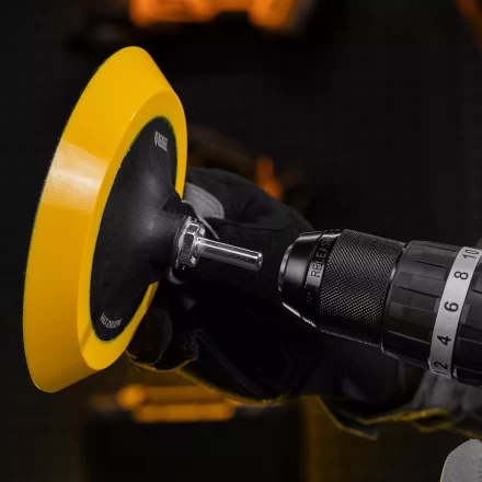 Тарелка опорная для дрели и УШМ с липучкой Denzel, 150 мм, мягкая, с адаптером c М14 на d8, 76249 купить в Урае