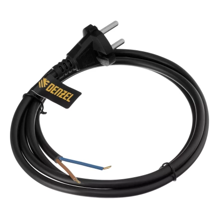 Шнур сетевой Denzel Energy Series, ПВС, 1,5 м, 2 x 1,5 мм, с неразборной вилкой, черный, 3 м, 37669 купить в Урае