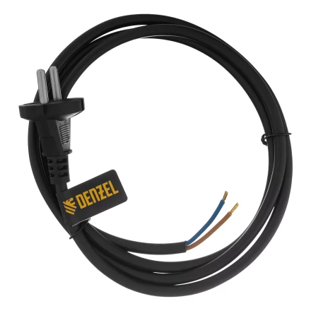 Шнур сетевой Denzel Energy Series, ПВС, 1,5 м, 2 x 1,5 мм, с неразборной вилкой, черный, 3 м, 37669 купить в Урае