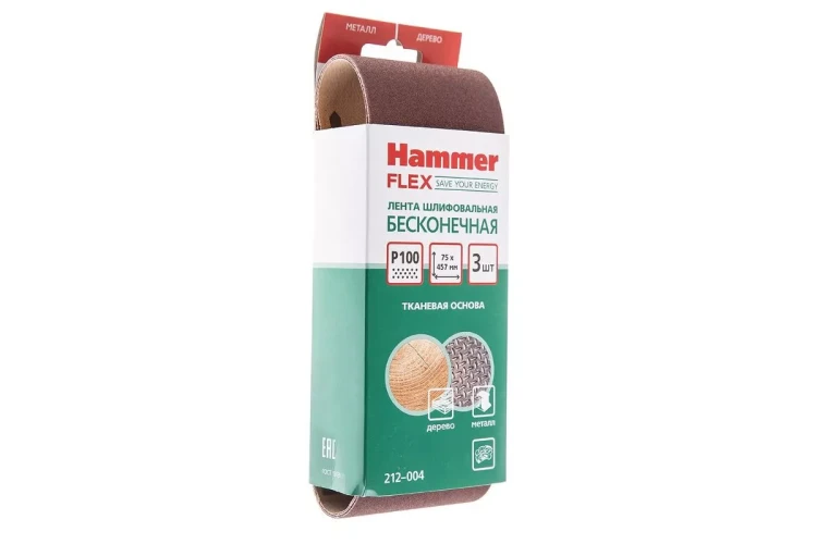 Лента шлиф. бесконечная HAMMER 75х457мм P100 купить в Урае