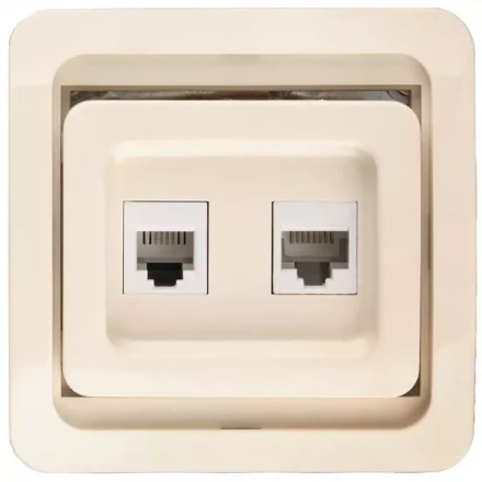 Розетка СВЕТОЗАР &quot;ГАММА&quot; комбинированная, телефонная + компьютерная, цвет бежевый SV-54119-B купить в Урае