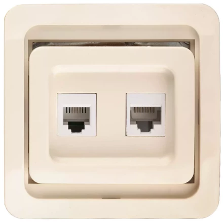 Розетка СВЕТОЗАР &quot;ГАММА&quot; комбинированная, телефонная + компьютерная, цвет бежевый SV-54119-B купить в Урае