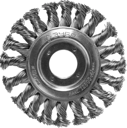 ЗУБР &quot;ПРОФЕССИОНАЛ&quot;. Щетка дисковая для УШМ, плетеные пучки стальной проволоки 0,5мм, 100х22мм 35190-100_z02 купить в Урае