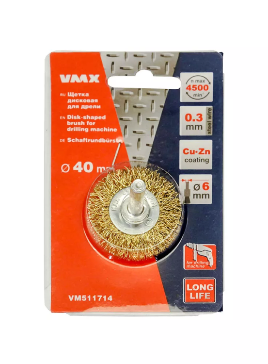 Щетка для дрели ф40 мм дисковая VMX 511714 купить в Урае