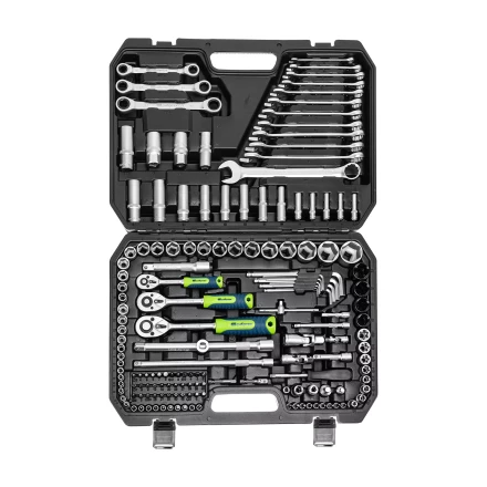 Набор инструментов Сибртех 14172, 1/2&quot;, 3/8&quot;, 1/4&quot;, пластиковый кейс 160 предм. купить в Урае