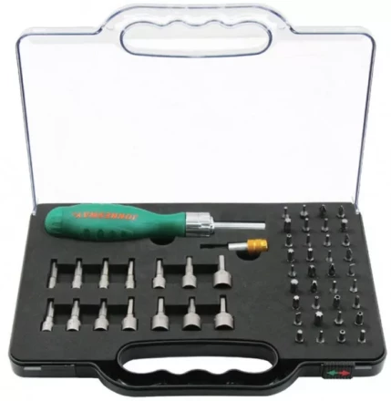 Отвертка трещоточная с набором бит и насадок 52 предмета DR0152S   Jonnesway 48820 купить в Урае