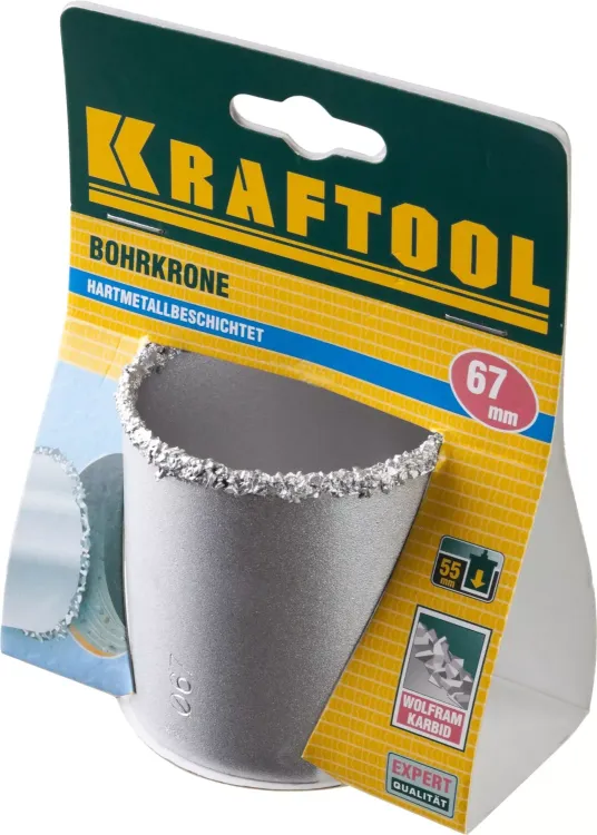 Коронка KRAFTOOL кольцевая с напылением из карбида вольфрама, 67мм 33401-67_z01 купить в Урае