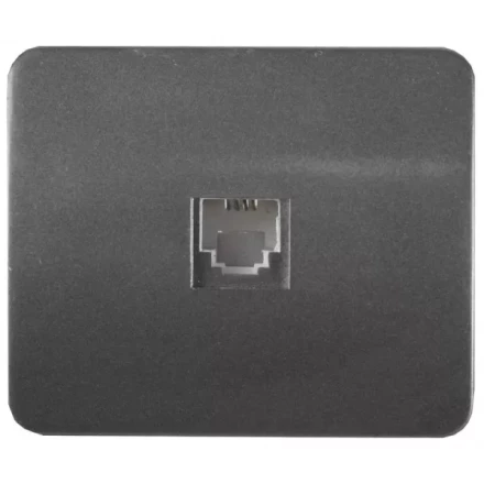 Розетка СВЕТОЗАР &quot;ГАММА&quot; телефонная, одинарная, без вставки и рамки, цвет темно-серый металлик SV-54117-DM купить в Урае