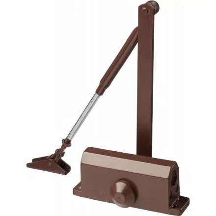 Доводчик дверной STAYER, для дверей массой до 80 кг, цвет коричневый 37917-80 купить в Урае