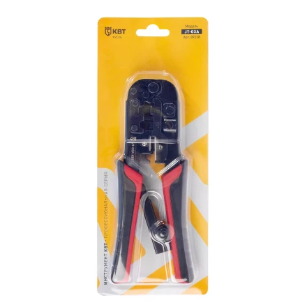 Кримпер многофункциональный КВТ JT-03А с 3 встроенными модулями для обжима RJ-45, RJ-12, RJ-11, RJ-22 (89228) купить в Урае