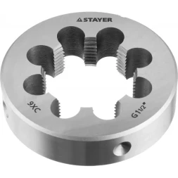Плашка круглая ручная STAYER "MASTER", сталь 9ХС, для трубной резьбы G 1 1/2`` 28029-3/2