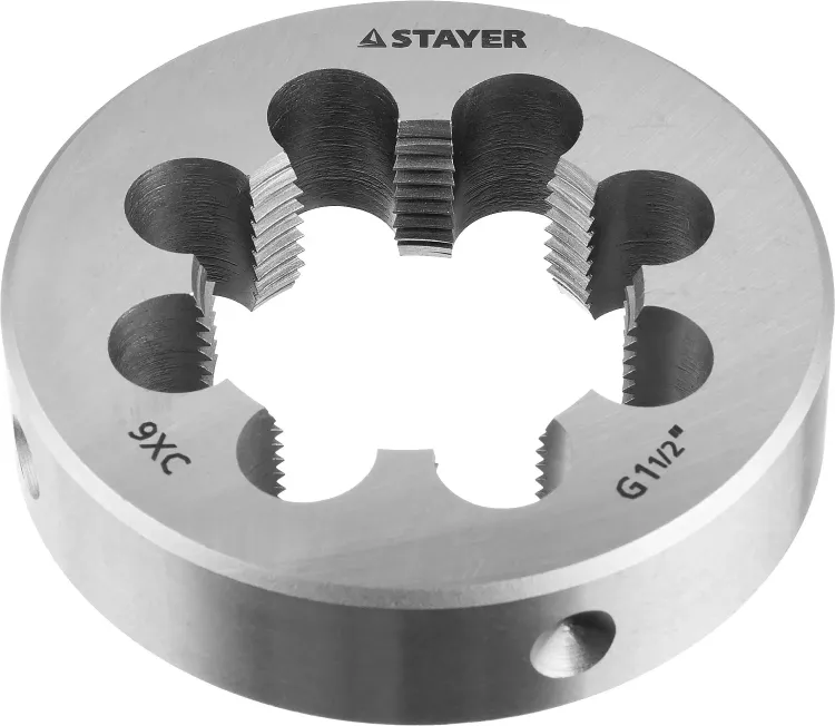 Плашка круглая ручная STAYER "MASTER", сталь 9ХС, для трубной резьбы G 1 1/2`` 28029-3/2 купить в Урае