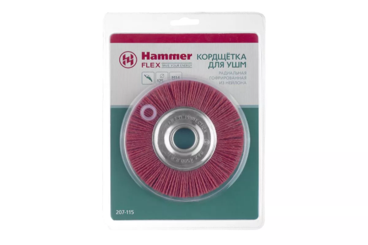 Кордщетка HAMMER плоская 125мм для УШМ нейлон (207-115) купить в Урае
