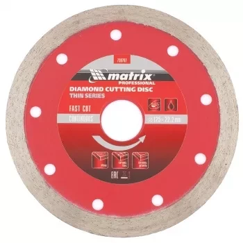 Диск алмазный отрезной сплошной ф125х22,2мм тонкий мокрое резание MATRIX Professional 730787 купить в Урае