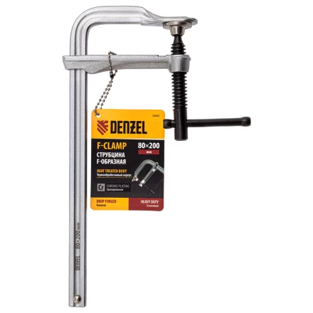 Струбцина F-образная Denzel, 80x200мм, кованая 20465 купить в Урае