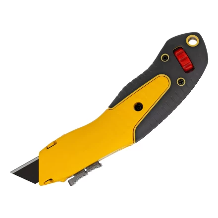 Нож Denzel, 19мм, сменное трапециевидное  лезвие, SK4, алюминиевый корпус, торцевой зажим купить в Урае