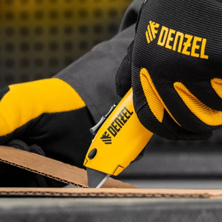 Нож Denzel, 19мм, сменное трапециевидное  лезвие, SK4, алюминиевый корпус, торцевой зажим купить в Урае