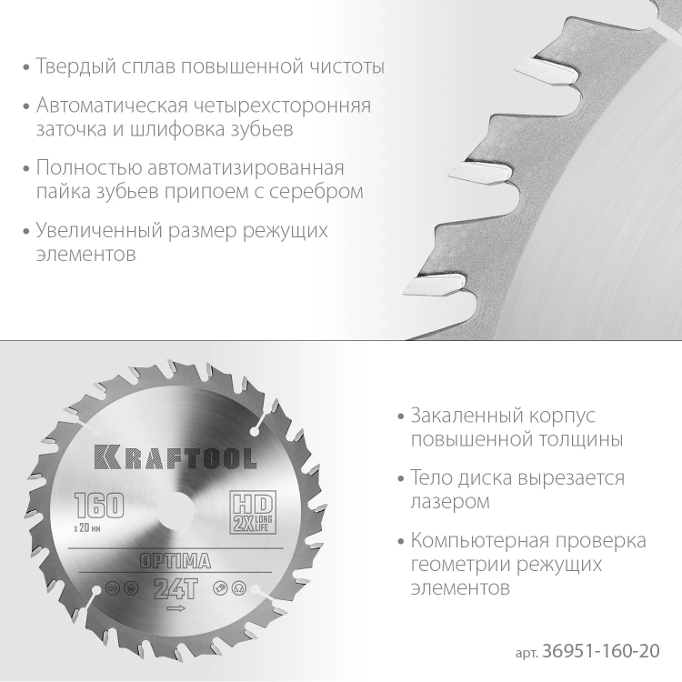 Диск пильный OPTIMA, повышенный ресурс 36951-160-20 купить в Урае