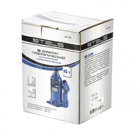 Домкрат гидравлический бутылочный телескопический 4 т подъем 170-420 мм Stels 51145 купить в Урае