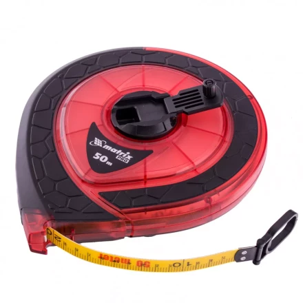 Рулетка геодезическая 50 м х 15 мм закрытый корпус фибергласовая лента двусторонняя шкала Pro Matrix 31272 купить в Урае