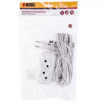 Удлинитель бытовой без заземления 7 м 2 розетки 6 А серия УХ6 Denzel 95923 купить в Урае