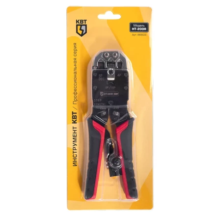 Кримпер многофункциональный КВТ HT-106E с 3 встроенными модулями для обжима RJ-45, RJ-12, RJ-11 (86603) купить в Урае