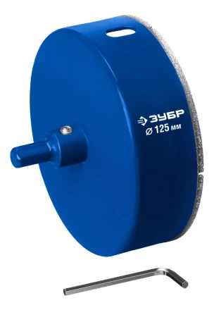 ЗУБР АГК d 125 мм (центр. сверло, трехгр. хвост, Р60), Алмазная коронка, Профессионал (29850-125) купить в Урае