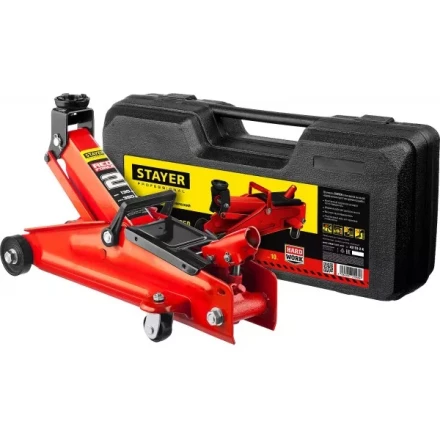 Домкрат гидравлический подкатной &quot;RED FORCE&quot;, 2т, 130-350мм, в кейсе, STAYER 43153-2-K 43153-2-K купить в Урае