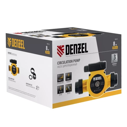 Циркуляционный насос CP25-8, напор 8 м, 130 л/мин, 1 м кабель, монт. длина 180 мм Denzel 99412 купить в Урае