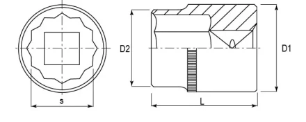 Головка торцевая 12-гранная 1/2&quot;DR 16 мм S04H4916 Jonnesway 47412 купить в Урае