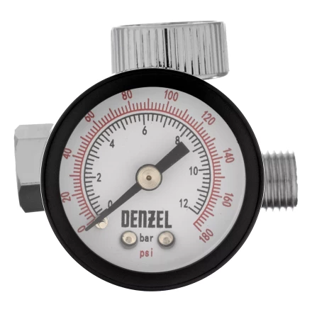 Регулятор давления с манометром для краскораспылителя Denzel K1500, 12 бар, 1/4", 57001 купить в Урае