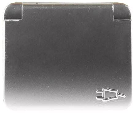 Розетка СВЕТОЗАР &quot;ГАММА&quot; с заземлением, одинарная с крышкой, без вставки и рамки, цвет светло-серый металлик, 16А/~250В SV-54110-SM купить в Урае