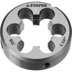 Плашка круглая ручная STAYER "MASTER", сталь 9ХС, для трубной резьбы G 3/4`` 28029-3/4