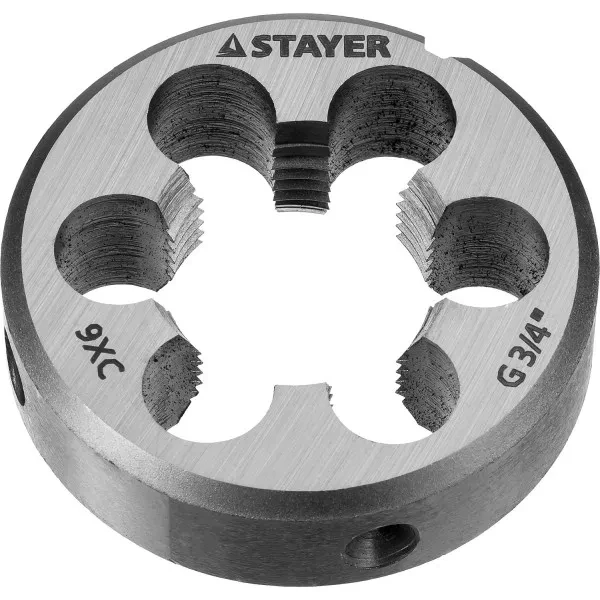 Плашка круглая ручная STAYER "MASTER", сталь 9ХС, для трубной резьбы G 3/4`` 28029-3/4 купить в Урае