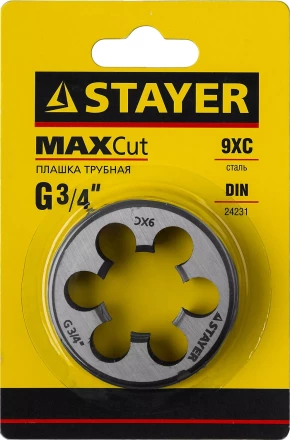 Плашка круглая ручная STAYER &quot;MASTER&quot;, сталь 9ХС, для трубной резьбы G 3/4`` 28029-3/4 купить в Урае