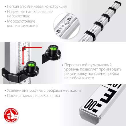 ЗУБР РГ 5, геодезическая рейка (34948-5) купить в Урае