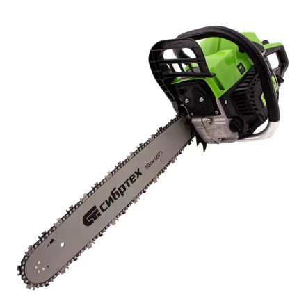 Пила цепная бензиновая БП-5850, 58 см3, шина 50 см, шаг 0.325, паз 1,5 мм, 76 звеньев Сибртех 95210 купить в Урае